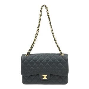 Chanel Caviar Leather Classic Jumbo Double Flap Bag Black